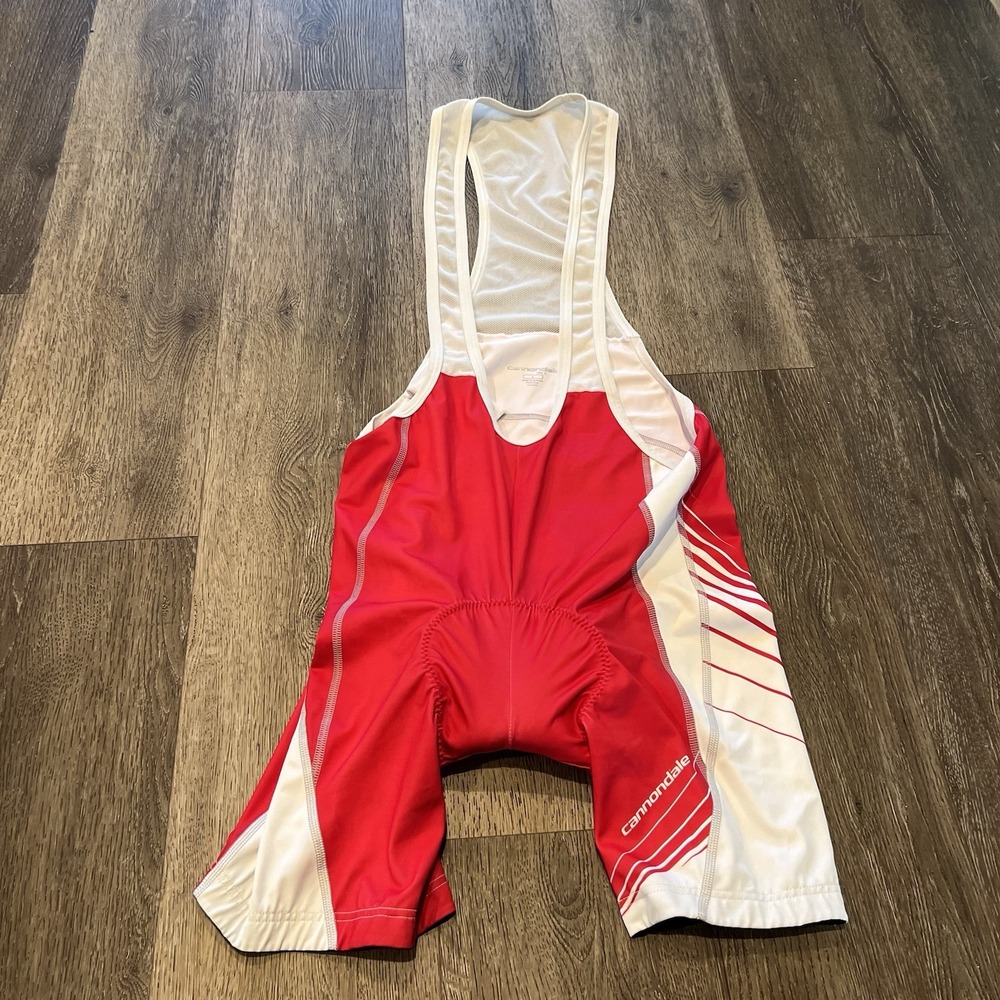 Cannondale Cycling Bib Shorts Men's Large Red White Padded Spandex